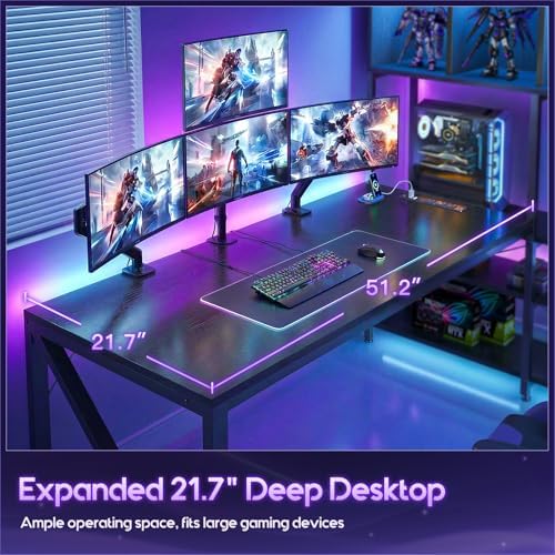 AODK 63" L Shaped Gaming Desk with Display Hutch and Large Desktop, Black - Image 5