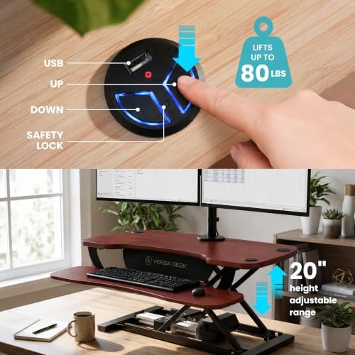 VERSADESK PowerPro 48 Inch Electric Standing Desk Converter – Push-Button Height Adjustable Sit to Stand Desk Riser for Multiple Monitors – Motorized Desktop Workstation with Wide Keyboard Tray - Image 5