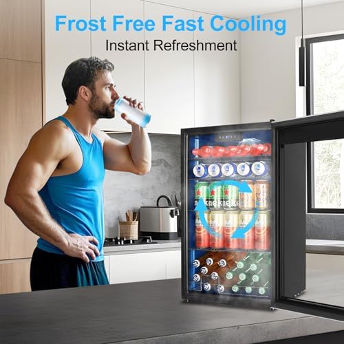 FoMup Beverage Refrigerator 126 Can, Mini Beverage Fridge Small Beverage Cooler Stainless Steel with Glass Door Safety Lock, Drink Fridge for Beer Soda Wine, Perfect for Dorm Office Hotel - Image 6