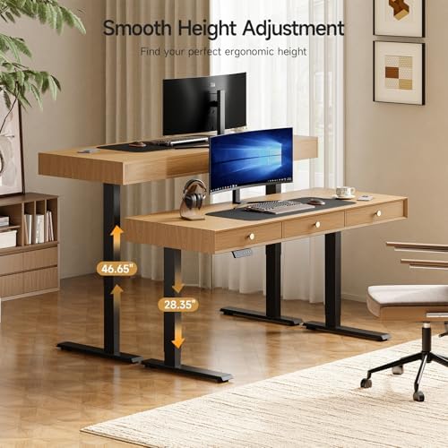 ONBRILL Electric Standing Desk with 3 Drawers, 55x24 Height Adjustable, - Image 5