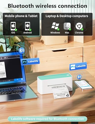 Phomemo Bluetooth Thermal Shipping Label Printer, 241BT Wireless Thermal Label Printer for Shipping Packages, Inkless Thermal Shipping Label Printer, Compatible with iPhone, Android, Green - Image 2