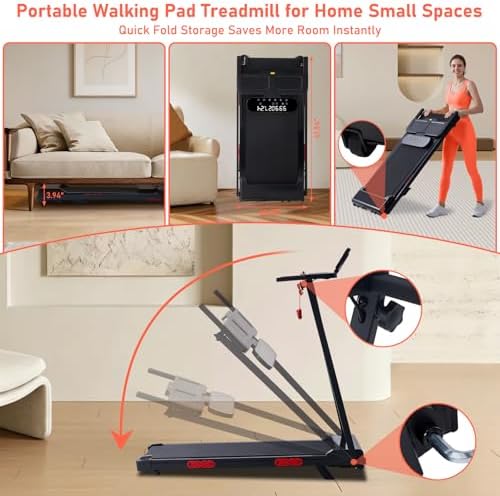 MCRG Walking Pad with Incline, Portable Treadmill with Handle Bar for Home, 3.0HP Electric Home Walking pad Treadmill, 0.6-7.6MPH Mini Under Desk Treadmills for Exercising with Handles Incline, 350LBS - Image 7
