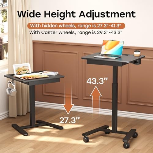 Small Mobile Standing Desk with Drawer, 23.6" x 19.7" Top - Image 4