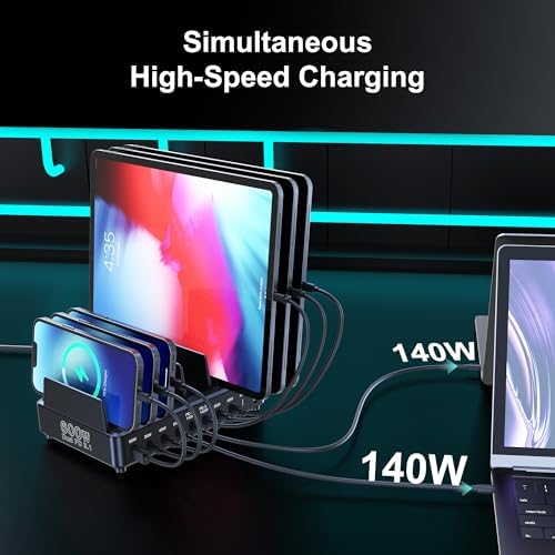 600W USB C Charging Station with Charging Stand (Black) - Image 4