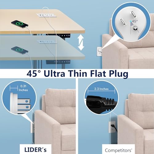 LIDER Rectangle Desktop Power Grommet with USB-C PD60W & USB-A, Matte White - Image 5