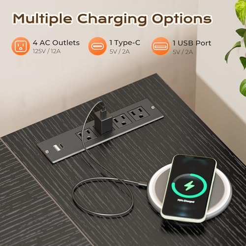 Huuger 55 Inch L Shaped Desk with Power Outlets & 0.95 Inch Thicker Desktop - Image 4