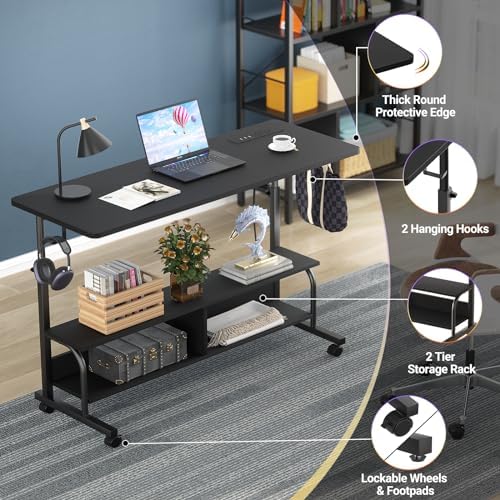 Armocity 47" Rolling Standing Desk with Charging Station for Couch Bed - Image 5