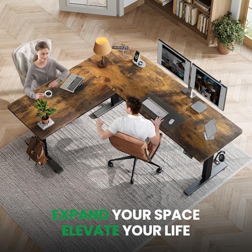 75x63 L-Shaped Electric Standing Desk with Charging Station - Image 2