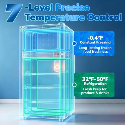 DEMULLER 2.4 Cu.Ft Small Refrigerator with Freezer Mini Fridge Removable Plastic Shelves Ideal for Apartment,Dormitory Black - Image 6