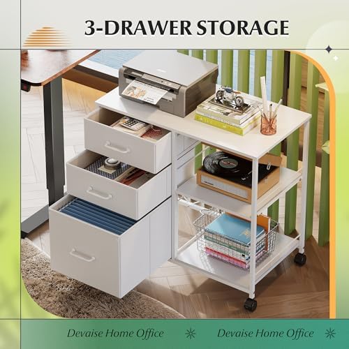 DEVAISE 3 Drawer Mobile File Cabinet with Open Storage Shelf - Image 4