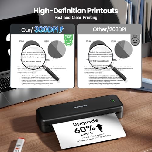 Phomemo M834 Inkless Portable Thermal Printer with a Case, 8.5 x 11, Black - Image 3