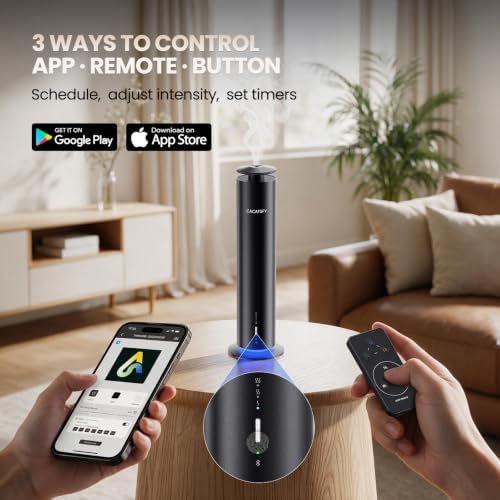 Cordless Waterless Diffuser for Essential Oils - Rechargeable Hotel Scent Diffuser for Large Room up to 1000 Sq Ft, App, Remote & Timer, Night Light, Includes 2 x 120ml Oils - Image 4