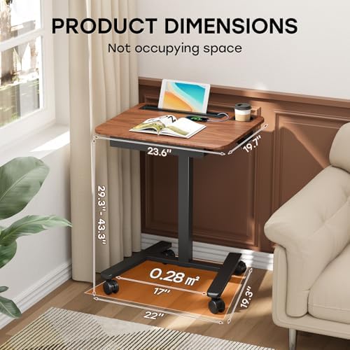 Small Mobile Standing Desk with Drawer, 23.6" x 19.7" Top - Image 2