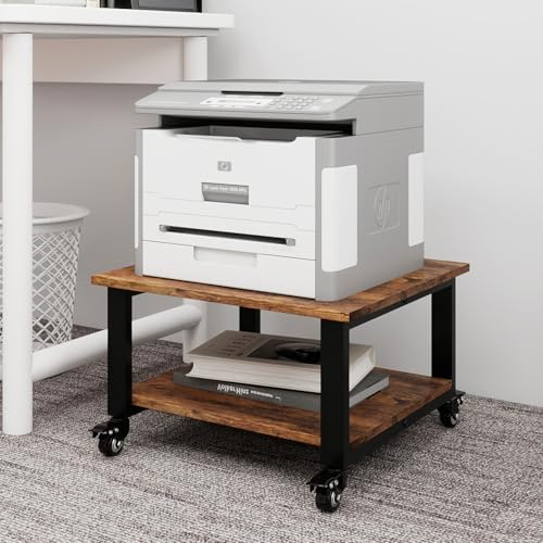 Natwind 2 Tier Laser Printer Stand,20''x20'' Under Desk Printer Cart, Retro by Natwind