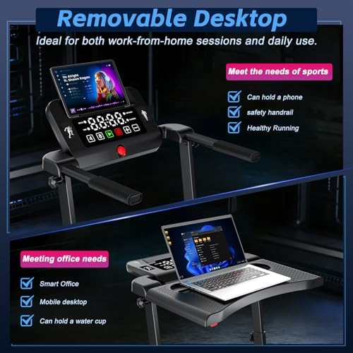 Walking Pad Treadmill with Handle Bar & Incline, Desk Workstation 8MPH - Image 4