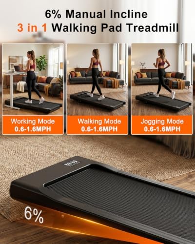 Superun Walking Pad with 6% Incline, 2.5HP Under Desk Treadmill, 300lbs - Image 2