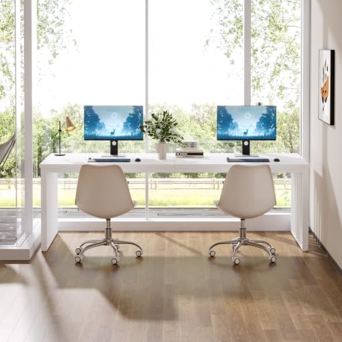 Tribesigns 78.74" Extra Long Computer Desk 2 Person Desk, Double Long Table with Heavy Duty Metal Frame, Double Workstation Study Table for Home Office (Without Chair) (White) - Image 6