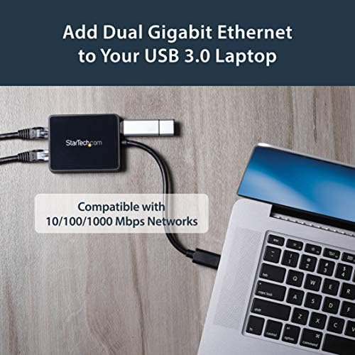 StarTech USB 3.0 Dual Gigabit Ethernet Adapter, w/USB Port (USB32000SPT) - Image 4