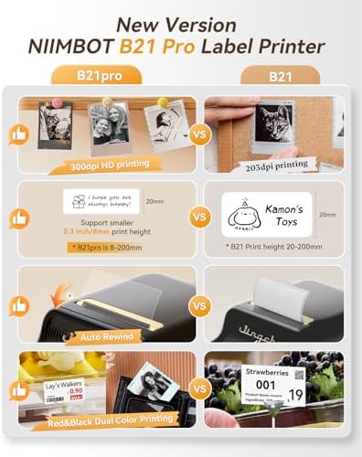 NIIMBOT B21 Pro Label Maker, 300DPI Support Red-Black Printing, Black - Image 2