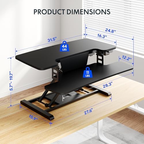 FLEXISPOT 32" Motorized Standing Desk Converter, Electric Stand up Desk Riser, Sit to Stand Dual Monitor and Laptop Workstation with Wide Keyboard Tray, Black - Image 3