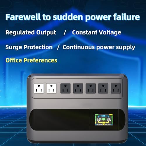 1000VA 500W Offline UPS LCD Battery Backup and Surge Protector for Computer - Image 3