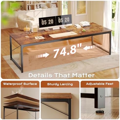 PRAISUN 78.7 X 29.5 Inch Computer Desk with Deeper Desktop - Image 6