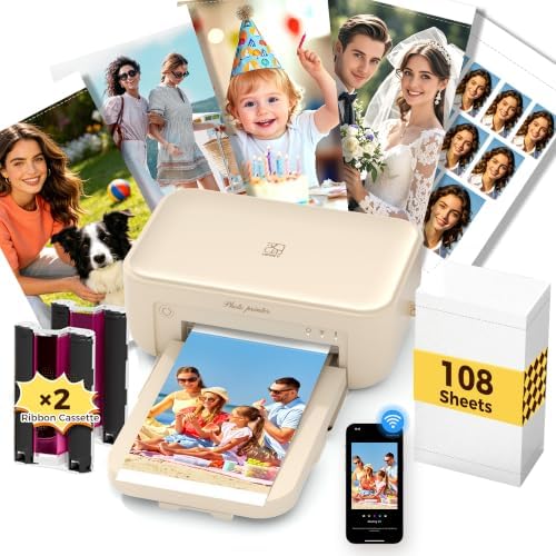 HPRT CP4100 4X6 Photo Printer for iPhone & Android, 108 Sheets & 2 Ribbons by HPRT