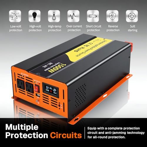 1500W Sump Pump Battery Backup Power System,Basment Protection Sump Pump Inverter with Upgrade LCD Display, Basement Protection for Power Outage Emergencies (Orange) - Image 5