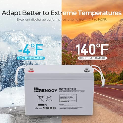 Renogy 12 Volt 100Ah Deep Cycle AGM Battery, Lead Acid Solar Battery - Image 4