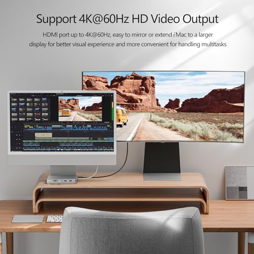 USB-C Hub 8-in-1 for 24” iMac 2021/2023/2024 – iMac Dock with M.2 SSD Slot, 10Gbps USB-C/A, SD/TF, HDMI – iMac Accessories for M1 M3 M4 - Image 5