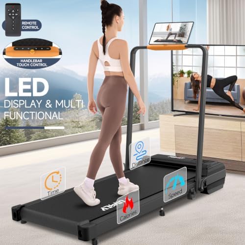 FUNMILY Upgrade Walking Pad Folding Treadmill with 12%/15% Incline & Handle Bar, 3.5HP Foldable Under Desk Compact Treadmills for Home/Office/Gym, 400+lb Capacity, Shock Absorption - Image 4