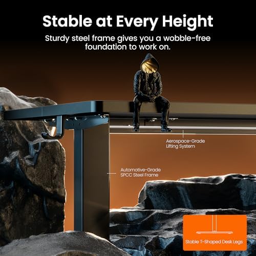 ErGear 55 x 28 Inches Height Adjustable Electric Standing Desk, Sit Stand up Desk, Memory Computer Home Office Desk, Black - Image 5