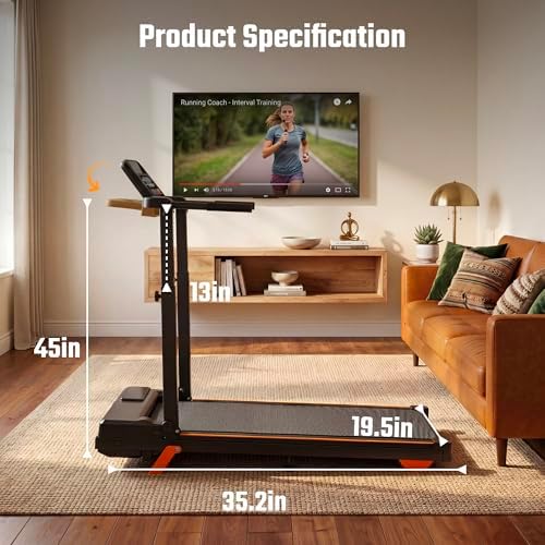 Foldable Walking Pad Treadmill with 12% Incline for Home Small, 3.5HP Under Desk Quiet Treadmill with Handle Bar, Compact Running Machine for 350 Lbs Capacity - Image 3
