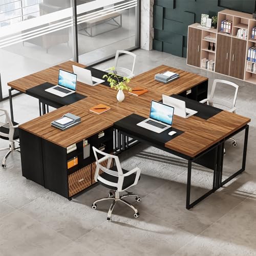 Tribesigns L-Shaped Executive Desk with Reversible File Cabinet, 63" Office Desk with Storage Drawers, L-Shaped Computer Desk with Drawer Cabinet for Hanging Letter Size Files (Walnut & Black) - Image 7