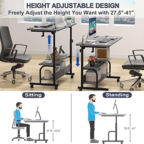 Armocity 32" Rolling Standing Desk with Charging Station for Couch Bed - Image 6