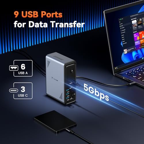 TobenONE 18 in 1 Laptop Docking Station 3 Monitors,Triple 4K HDMI,9 USB C/A - Image 4