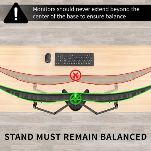 VIVO Dual LED LCD Monitor Mount, Free-Standing Desk Stand for 2 Screens up to 32 Inch, Heavy-Duty Fully Adjustable Arms with Max VESA 100x100mm, Black, STAND-V032F - Image 3