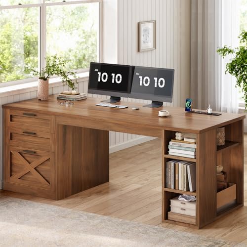 SEDETA 55.1" Farmhouse Executive Office Desk with 3 Drawers for Home Office by SEDETA