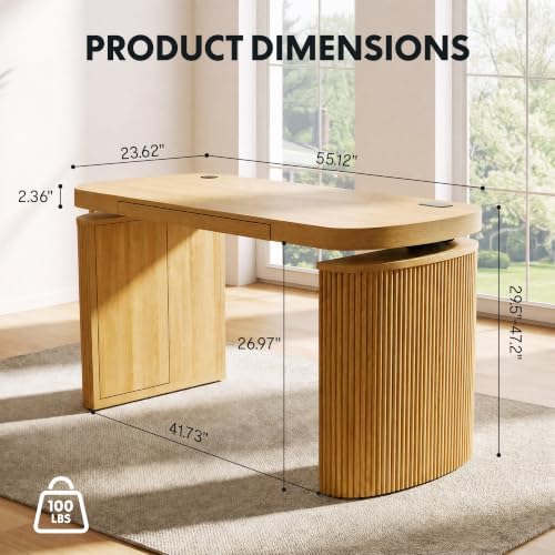 FLEXISPOT 55 x 24 Inch Executive Standing Desk with Drawer, Natural - Image 5