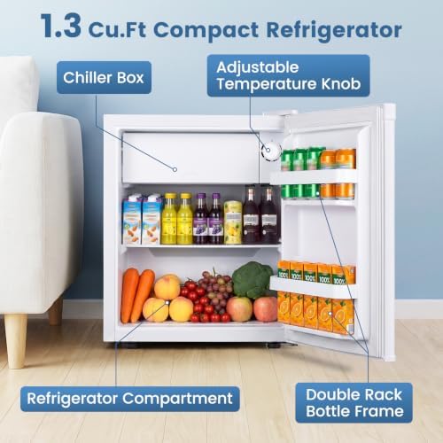 Kismile 1.3 Cu.Ft Mini Fridge with Freezer, Compact Refrigerator for Dorm - Image 2