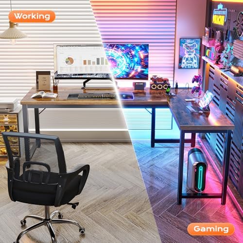 Huuger 63 Inch L Shaped Desk with Power Outlets & 0.95 Inch Thicker Desktop - Image 6