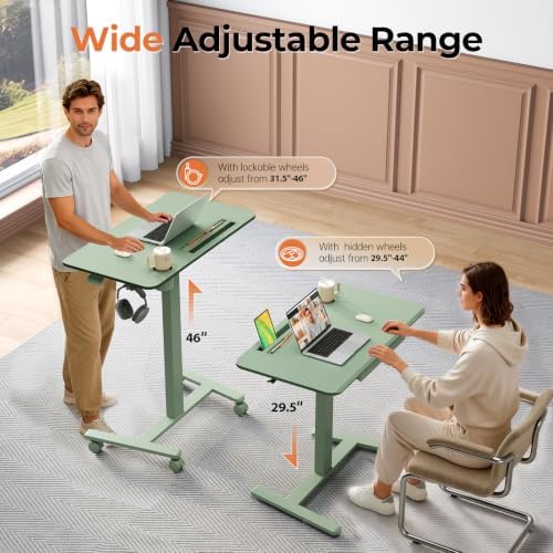 Mobile Standing Desk with Drawer, 35"×20" Small Laptop Desk - Image 3