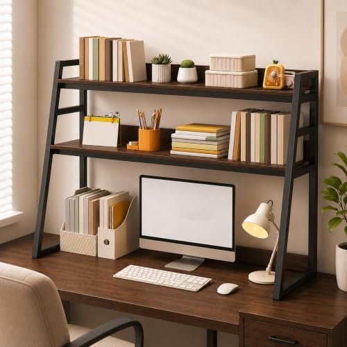 3 Tires Desktop Hutch Bookshelf, Desktop Bookshelf by Unknown