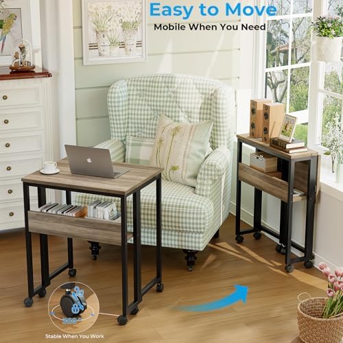 GreenForest Folding Desk with Wheels, 24.8" Rolling Table for Small Spaces - Image 4