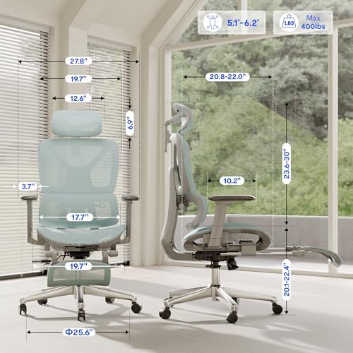 FLEXISPOT ErgoX Premium Ergonomic Office Chair Blue-FT - Image 2