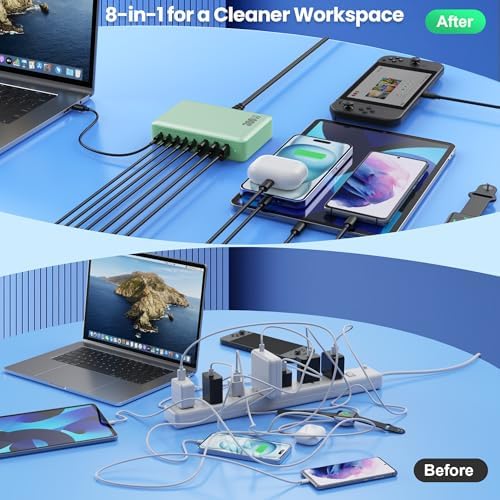 USB C Charger 300W USB C Charger Block, 8-Ports GaN IV Fast Charging Station Hub,PD 100W Laptop Charger Adapter,for MacBook Pro/Air/iPad/iPhone16/15/14/Apple Watch/DELL/Samsung for Home Office - Image 7