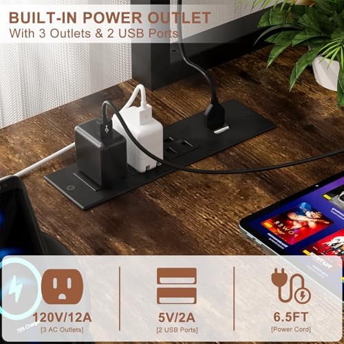 Aheaplus 59" L Shaped Desk Gaming Desk with LED Light & Power Outlet - Image 6