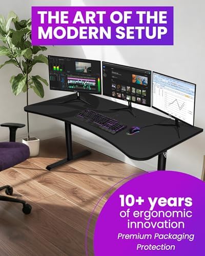 Arozzi Arena Ultrawide Curved Gaming Desk Dark Grey - Image 6
