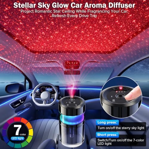 Portable Waterless Aroma Diffuser, Starry Sky Projector with 7 LED Lights - Image 3