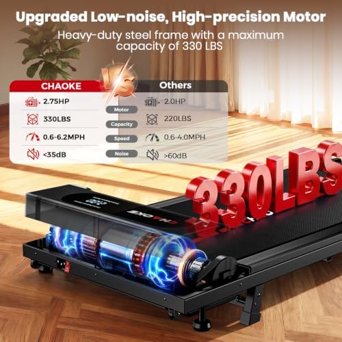 Walking Pad Treadmill for Home, Built-in Speaker, 6.2MPH Under Desk Walking Pad with 10% Incline, 2.75HP Portable Walking Pad with APP, 330LBS Capacity, Remote Control, 12 HIIT Programs - Image 3